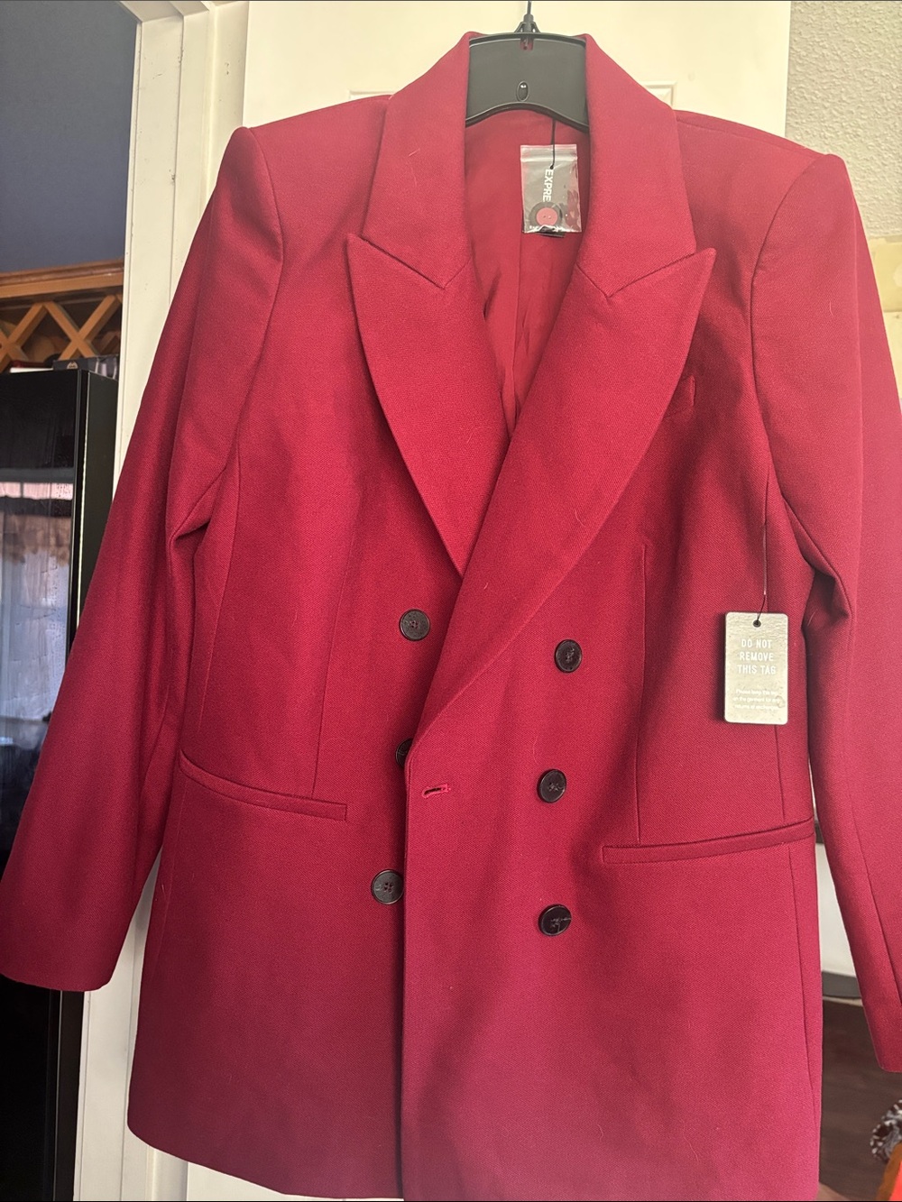 Express Women's Burgundy Double-Breasted Blazer